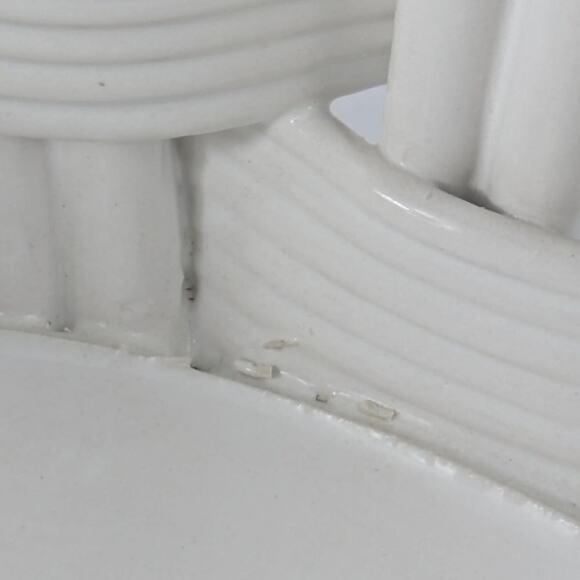 Handmade Italian Fused Glass Christmas Basket Veitri White Centerpiece Holiday - Picture 16 of 16